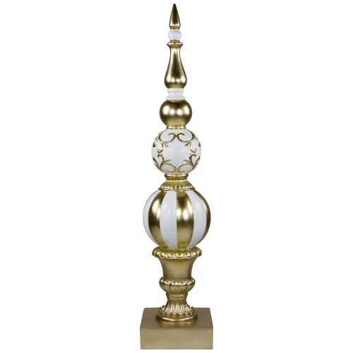 Northlight Ball Finial Commercial Size Christmas Decoration 48" - Gold And White 3 Northlight Ball Finial Commercial Size Christmas Decoration 48" - Gold And White