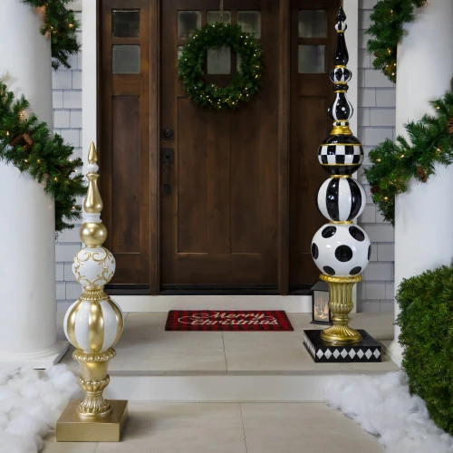 Northlight Ball Finial Commercial Size Christmas Decoration 48" - Gold And White 6 Northlight Ball Finial Commercial Size Christmas Decoration 48" - Gold And White - Image 4