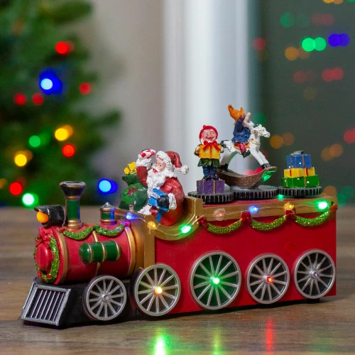 LED Lighted Musical Train With Santa Christmas Village Decoration - 10.25" 4 LED Lighted Musical Train With Santa Christmas Village Decoration - 10.25" - Image 2