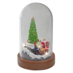 Northlight Lighted Santa And Christmas Tree Cloche Style Decoration - 7" -Northlight Christmas northlight xh90615 1 82851.1611374216