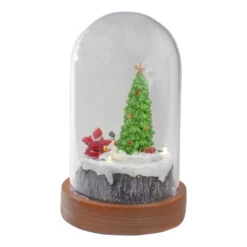 Northlight Lighted Santa And Christmas Tree Cloche Style Decoration - 7" -Northlight Christmas northlight xh90615 2 83198.1611374216