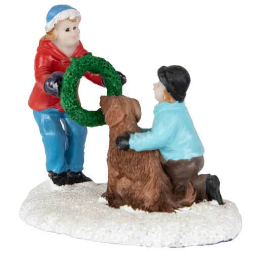 Northlight Children With Dog And Wreath Christmas Village Display Piece - 6" 8 Northlight Children With Dog And Wreath Christmas Village Display Piece - 6" - Image 6