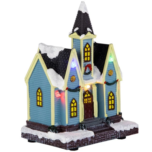 Northlight LED Lighted Snowy Church Christmas Village Display Piece - 6" 8 Northlight LED Lighted Snowy Church Christmas Village Display Piece - 6" - Image 6