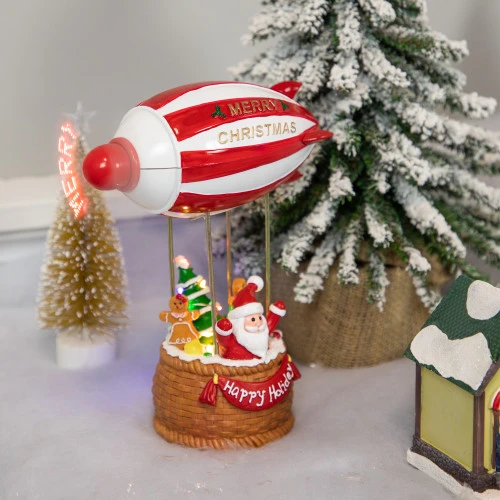 Musical And Animated Blimp And Santa Christmas Decoration - 8.5" - Red And White 4 Musical And Animated Blimp And Santa Christmas Decoration - 8.5" - Red And White - Image 2