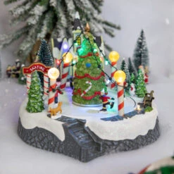 Northlight Animated And Musical Ice Skaters Christmas Scene LED Lighted Village Display - 9"
