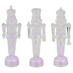 LED Lighted Icy Crystal Nutcracker Christmas Figures - 7.5" - Multicolor Lights -Set Of 3