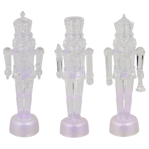 LED Lighted Icy Crystal Nutcracker Christmas Figures - 7.5" - Multicolor Lights -Set Of 3 3 LED Lighted Icy Crystal Nutcracker Christmas Figures - 7.5" - Multicolor Lights -Set Of 3