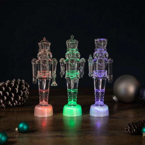 LED Lighted Icy Crystal Nutcracker Christmas Figures - 7.5" - Multicolor Lights -Set Of 3 4 LED Lighted Icy Crystal Nutcracker Christmas Figures - 7.5" - Multicolor Lights -Set Of 3 - Image 2
