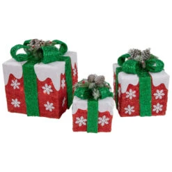 Northlight Set Of 3 Lighted Red With White Snowflakes Gift Boxes Christmas Decorations -Northlight Christmas northlight y93945 1 24314.1701451314