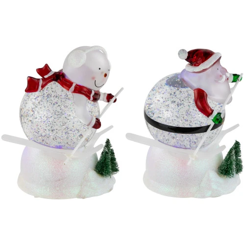 Northlight LED Lighted Color Changing Skiing Santa And Snowman Acrylic Christmas Snow Globes - 7.25" - Set Of 2 4 Northlight LED Lighted Color Changing Skiing Santa And Snowman Acrylic Christmas Snow Globes - 7.25" - Set Of 2 - Image 2
