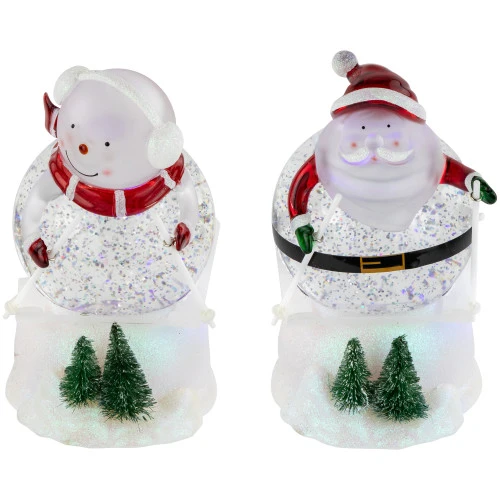 Northlight LED Lighted Color Changing Skiing Santa And Snowman Acrylic Christmas Snow Globes - 7.25" - Set Of 2 5 Northlight LED Lighted Color Changing Skiing Santa And Snowman Acrylic Christmas Snow Globes - 7.25" - Set Of 2 - Image 3