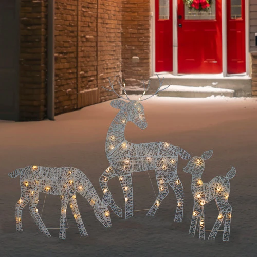 Northlight Set Of 3 LED Lighted White Reindeer Family Outdoor Christmas Decorations 29" 4 Northlight Set Of 3 LED Lighted White Reindeer Family Outdoor Christmas Decorations 29" - Image 2