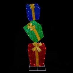 Northlight LED Lighted Stacked Tinsel Gift Boxes Outdoor Christmas Decoration - 48" - Warm White -Northlight Christmas northlight ye92363 onblack 35085.1637152439
