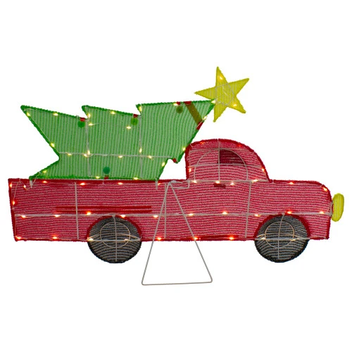 Northlight 36" LED Lighted Red Truck With Christmas Tree Outdoor Decoration 8 Northlight 36" LED Lighted Red Truck With Christmas Tree Outdoor Decoration - Image 6