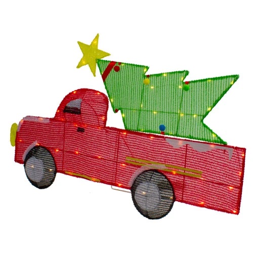 Northlight 36" LED Lighted Red Truck With Christmas Tree Outdoor Decoration 7 Northlight 36" LED Lighted Red Truck With Christmas Tree Outdoor Decoration - Image 5