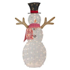 Northlight 48" LED Lighted Snowman With Top Hat And Red Scarf Outdoor Christmas Decoration -Northlight Christmas northlight ye92369 2 48568.1665610758