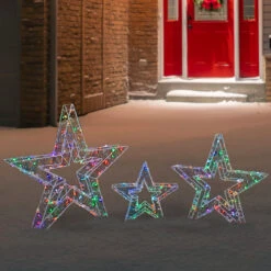 Northlight LED Lighted Multi-Function Outdoor Christmas Stars - 23" - Multicolor - Set Of 3 -Northlight Christmas northlight ye92372 5 10105.1719265112