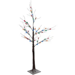 Northlight LED Lighted Frosted Christmas Twig Tree - 4' - Brown - Multi-Color Lights -Northlight Christmas northlight ye94934 02 37678.1710185230