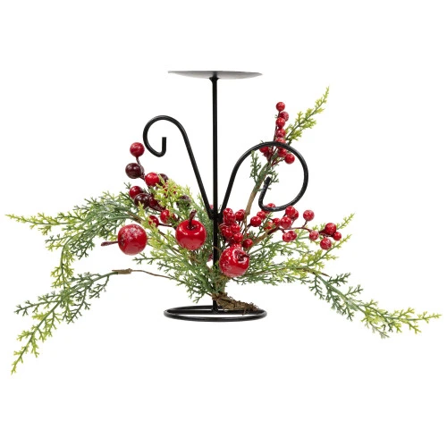 Northlight Apples And Berries Christmas Pillar Candle Holder - 10" - Green And Red 3 Northlight Apples And Berries Christmas Pillar Candle Holder - 10" - Green And Red