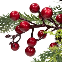 Northlight Holly And Berries Christmas Pillar Candle Holder With Pine Cones - 28" -Northlight Christmas northlight yk95994 04 21593.1722387411