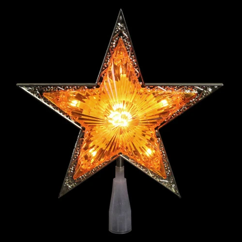 Northlight 9" Pre-Lit Gold And Amber Crystal 5 Point Star Christmas Tree Topper - Clear Lights 4 Northlight 9" Pre-Lit Gold And Amber Crystal 5 Point Star Christmas Tree Topper - Clear Lights - Image 2