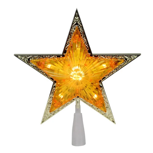 Northlight 9" Pre-Lit Gold And Amber Crystal 5 Point Star Christmas Tree Topper - Clear Lights 3 Northlight 9" Pre-Lit Gold And Amber Crystal 5 Point Star Christmas Tree Topper - Clear Lights