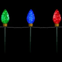 Northlight LED Lighted C9 Style Christmas Pathway Lawn Stakes - 3 Ft - Multi - 3-Count -Northlight Christmas northlight ys27548 onblack 97877.1710963739
