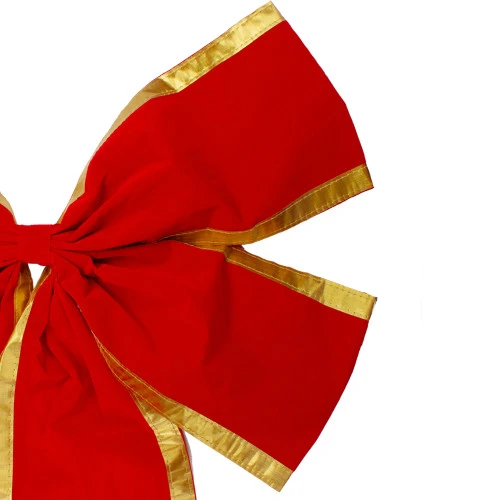 Northlight Velveteen 4-Loop Christmas Bow Decoration - 24" X 38" - Red And Gold 5 Northlight Velveteen 4-Loop Christmas Bow Decoration - 24" X 38" - Red And Gold - Image 3
