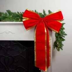 Northlight Velveteen 4-Loop Christmas Bow Decoration - 24" X 38" - Red And Gold 6 Northlight Velveteen 4-Loop Christmas Bow Decoration - 24" X 38" - Red And Gold -Northlight Christmas northlight ys28018 3 85188.1664467288