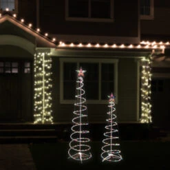 Northlight Set Of 2 Lighted Multi-Color Outdoor Spiral Christmas Cone Trees 4', 6' -Northlight Christmas northlight ys90355 styled 71256.1711136736