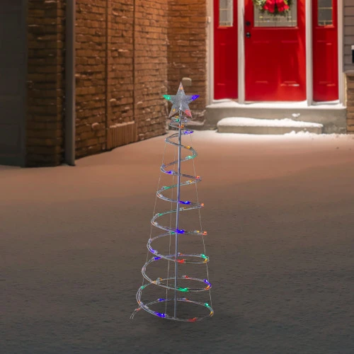 Northlight LED Lighted Spiral Cone Tree Outdoor Christmas Decoration - 4' - Multi Lights 4 Northlight LED Lighted Spiral Cone Tree Outdoor Christmas Decoration - 4' - Multi Lights - Image 2