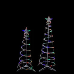 Northlight Set Of 2 LED Lighted Multi-Color Outdoor Spiral Christmas Cone Trees 3', 4' -Northlight Christmas northlight ys92336 2 41125.1637845320