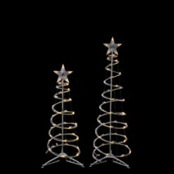 Northlight Set Of 2 LED Lighted Warm White Outdoor Spiral Christmas Cone Trees 3', 4' -Northlight Christmas northlight ys92337 2 44336.1637845627