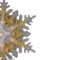 Northlight 13.75" Lighted Gold And Silver Snowflake Christmas Tree Topper, Clear Lights -Northlight Christmas northlight ys93829 2 33693.1677147728