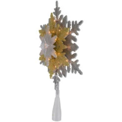 Northlight 13.75" Lighted Gold And Silver Snowflake Christmas Tree Topper, Clear Lights -Northlight Christmas northlight ys93829 3 63572.1677147728