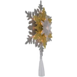 Northlight 13.75" Lighted Gold And Silver Snowflake Christmas Tree Topper, Clear Lights -Northlight Christmas northlight ys93829 4 79712.1677147728