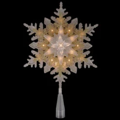 Northlight 13.75" Lighted Gold And Silver Snowflake Christmas Tree Topper, Clear Lights -Northlight Christmas northlight ys93829 onblack 21054.1677147728