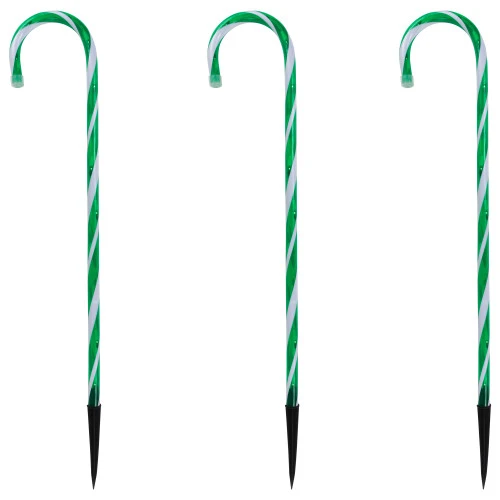 Northlight Set Of 3 Green And White Twinkle Candy Cane Pathway Markers 26" 6 Northlight Set Of 3 Green And White Twinkle Candy Cane Pathway Markers 26" - Image 4