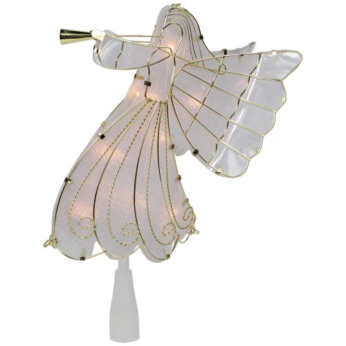 Northlight 10" Gold Angel Tree Topper, Warm White Lights 8 Northlight 10" Gold Angel Tree Topper, Warm White Lights - Image 6