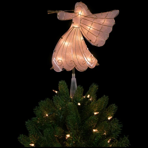 Northlight 10" Gold Angel Tree Topper, Warm White Lights 6 Northlight 10" Gold Angel Tree Topper, Warm White Lights - Image 4