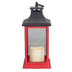 Northlight LED Candle With Deer "Merry Christmas" Lantern - 12" - Red And Black -Northlight Christmas northlight yw90664 2 sample 49639.1603850562