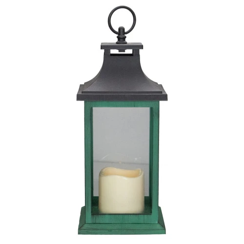 Northlight LED Candle With Christmas Tree Lantern - 12" - Green And Black 7 Northlight LED Candle With Christmas Tree Lantern - 12" - Green And Black - Image 5