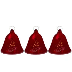 Northlight Musical Lighted Red Bells Christmas Decorations - 6.5" - Red - Set Of 3