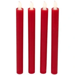 Northlight LED Flickering Flameless Taper Christmas Candles - 9.75" - Red - Set Of 4 -Northlight Christmas northlight yw95062 02 82348.1697473594