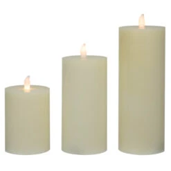 Northlight LED Flickering Flameless Pillar Candles - 8.75" - Cream - Set Of 3 -Northlight Christmas northlight yw95067 03 83703.1697214362