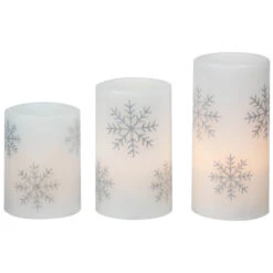 Northlight LED Flameless Flickering Wax Pillar Snowflake Christmas Candles - 6" - Set Of 3 12 Northlight LED Flameless Flickering Wax Pillar Snowflake Christmas Candles - 6" - Set Of 3 -Northlight Christmas northlight yw95071 02 77579.1697214361