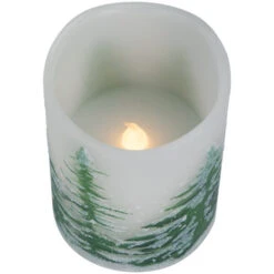 Northlight LED Flameless Frosted Pines Flickering Wax Pillar Christmas Candles - 6" - Set Of 3 -Northlight Christmas northlight yw95072 03 20541.1697473587