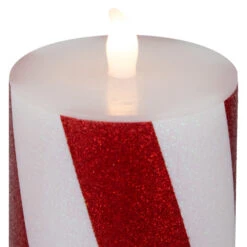 Northlight LED Flameless Flickering Candy Cane Wax Pillar Christmas Candles - 6" - Set Of 3 -Northlight Christmas northlight yw95073 03 17457.1697473594
