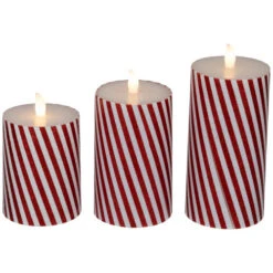 Northlight LED Flickering Flameless Candy Cane Striped Christmas Wax Pillar Candles - 6" - Set Of 3 -Northlight Christmas northlight yw95074 02 51603.1697214331