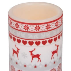 Northlight LED Flameless Flickering Nordic Reindeer Wax Pillar Christmas Candles - 6" - Set Of 3 -Northlight Christmas northlight yw95075 03 37748.1697473587